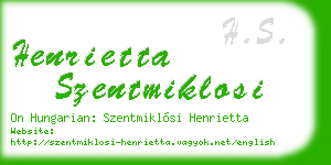 henrietta szentmiklosi business card
