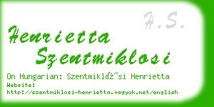 henrietta szentmiklosi business card